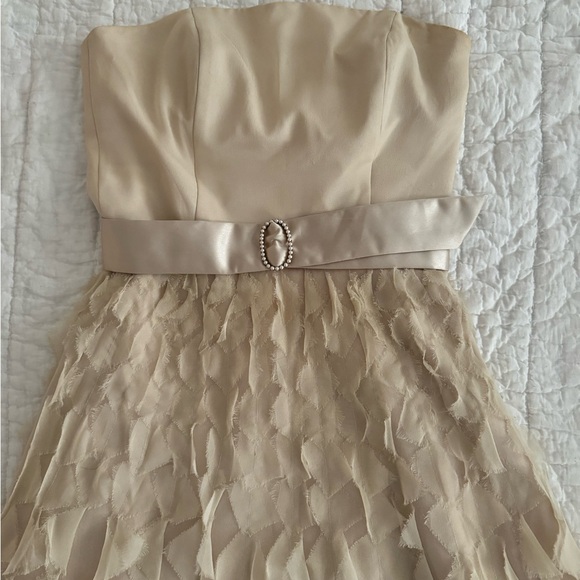 Like new strapless White House Black Market gold /champagne dress - Picture 3 of 8